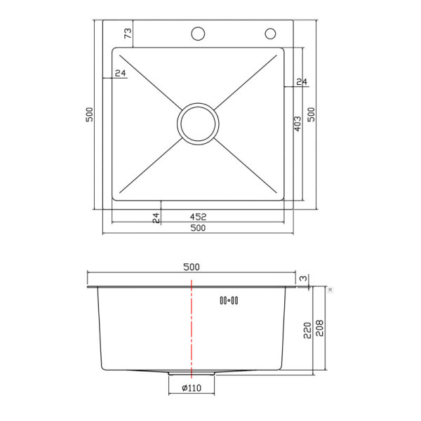 Мойка для кухни Fmark FSC5050L, сатин. Фото 2