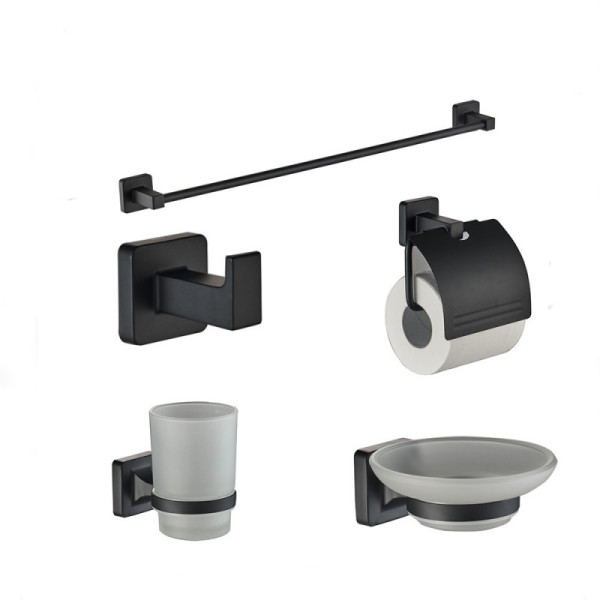 Набор аксессуаров ZOLLEN KARBEN (KA44424) для ванной комнаты- 5 предметов ЧЁРНЫЙ. Фото 1