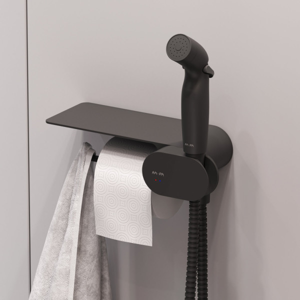 Набор подвесной унитаз с гигиеническим душем, черный. Фото 3