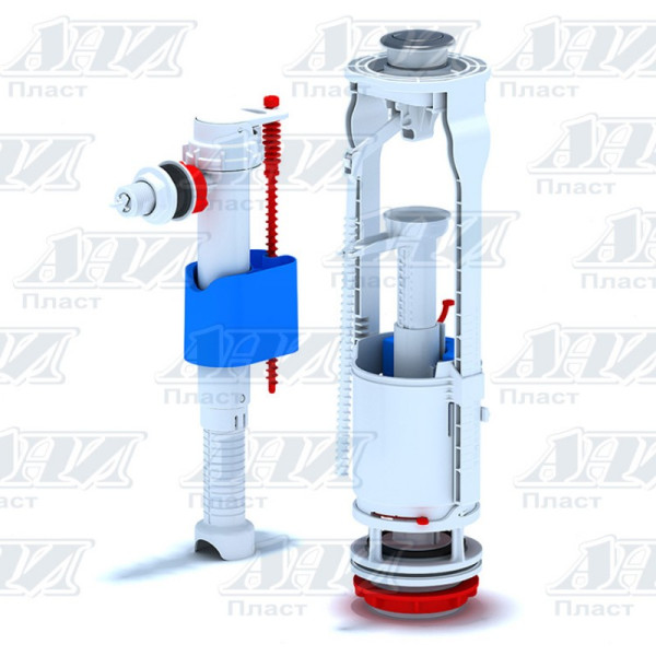 Набор с бок. под. 1/2" с пл. штуцером, двойная кнопк. хром АНИ пласт (WC9010C). Фото 1