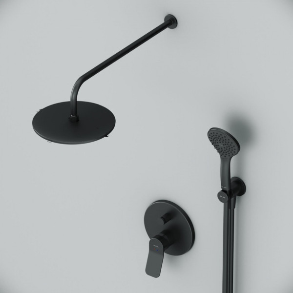 Набор: смеситель для ванны и душа, верхний душ с держателем, душевой набор и шланговое присоединение. Фото 5