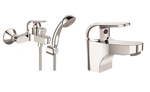 Набор Vidima FINE (BA384AA + BA388AA, смеситель для умывальника + смеситель для ванны/душа) (BA424AA). Фото 1