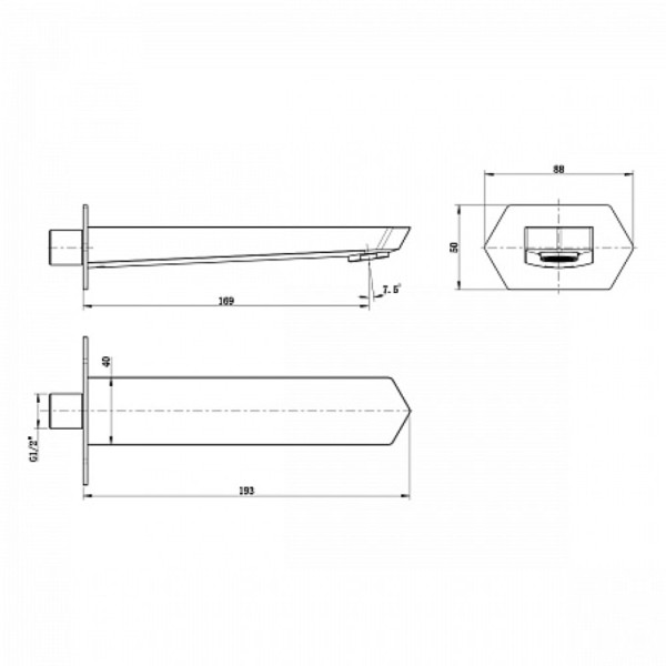 Наполнитель для ванны Lemark LM3981C встраиваемый, 169 мм, для LM3922C, хром. Фото 2