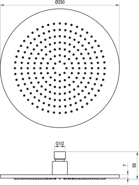Насадка для душа круглая из латуни 250 мм 980.60RGB РОЗОВОЕ ЗОЛОТО. Фото 2