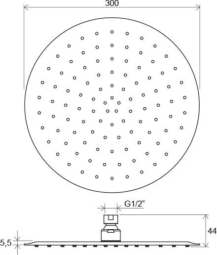 Насадка для душа круглая из латуни 300 мм 984.00. Фото 2