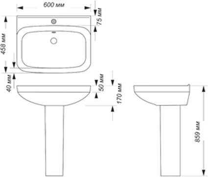 NEXT 60 Умывальник пьедестальный ВКС Белый S1 (WB.PD/Next/60-C/WHT.G/S1). Фото 3