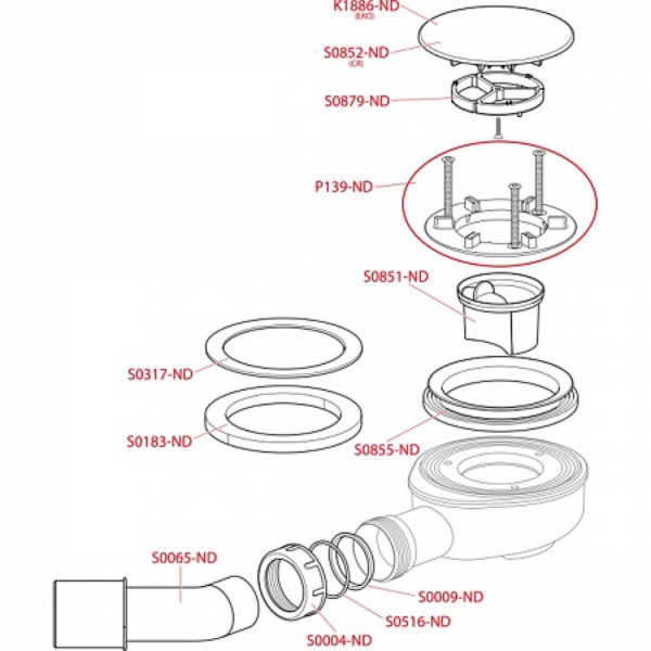 Низкий сифон для толстостенного душевого поддона, хром,  арт.A492CR. Фото 3