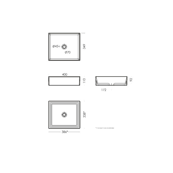 NOVEL SLIM 40 Умывальник накладной Белый S1 (WB.CT/Novel/40-N.Slim/WHT.G/S1). Фото 5