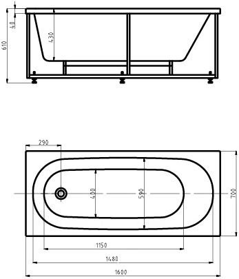 Оберон 160 пустая с фр.экр.(слив слева). Фото 3