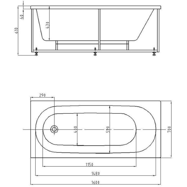Оберон 160 (только ванна с уп.). Фото 3