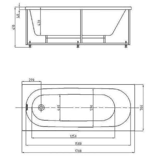 Оберон 170 (только ванна с уп.). Фото 3
