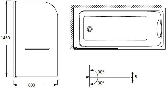 ODEON UP E4932-GA Экран на прямоугольную ванну, прозрач.,стекло/хром. Фото 2