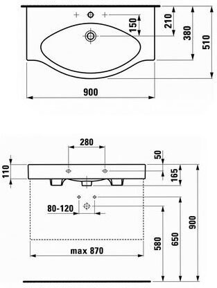 Palace 1170.2.000.104.1 раковина 90см (замена на 8.1170.2.000.104.R). Фото 2