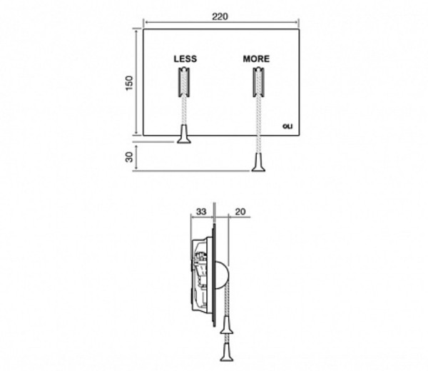 Панель механ. двойная LESS IS MORE, металл хром глянцевый, OLI. Фото 2