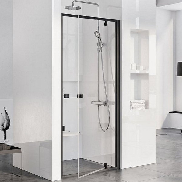 PDOP1-90 черный + транспарент, Pivot душевая дверь одноэлементная. Фото 1