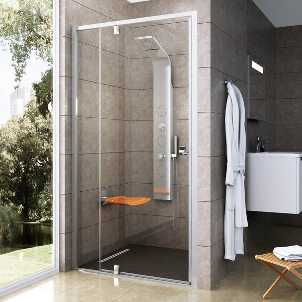 PDOP2-100 блестящая + Транспарент, Pivot душевая дверь двухэлементная. Фото 1