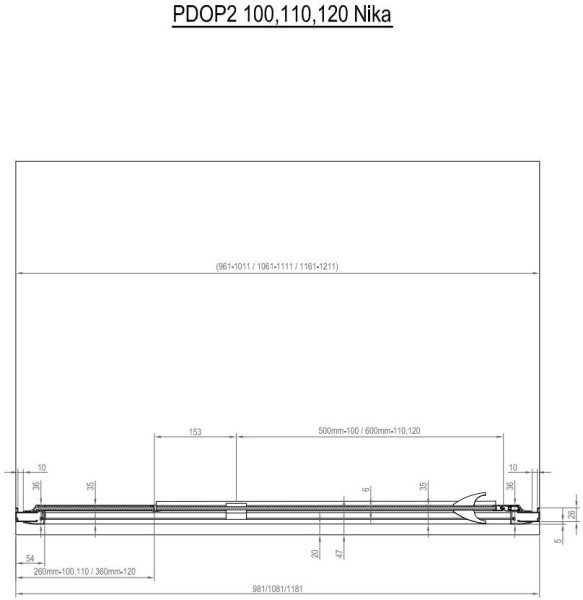 PDOP2-100 блестящая + Транспарент, Pivot душевая дверь двухэлементная. Фото 3