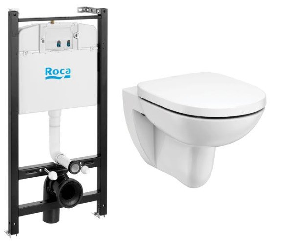 ПЭК Roca Debba Round Pack подвесной унитаз Rimless + инсталляция + сиденье Supralit (7.8931.0.498.0). Фото 1