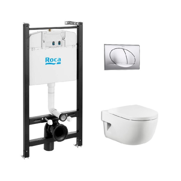 ПЭК: Roca MERIDIAN 480 мм унитаз + сиденье с микролифтом + инсталляция + кнопка. Фото 1