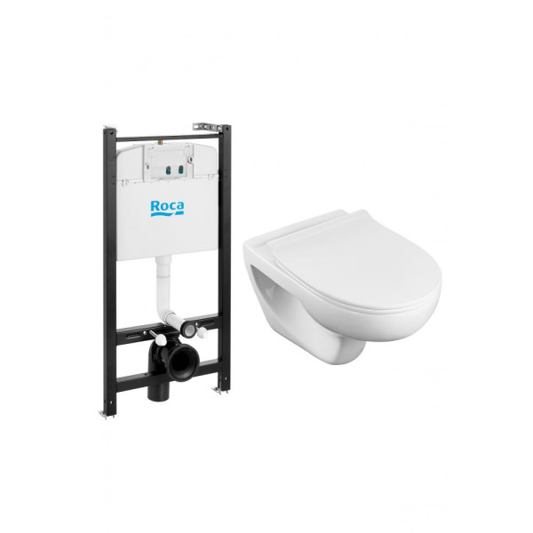 ПЭК Roca Victoria Pack подвесной унитаз Rimless + инсталляция + Slim сиденье дюропласт (7.8931.0.501.0). Фото 1