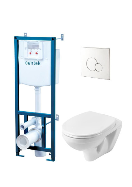 Пэк: Santek Бореаль: подвесной унитаз + инсталляция + кнопка смыва хром + сидение SC (1.WH50.1.544). Фото 1