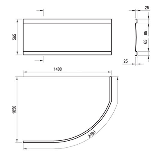Передняя панель A для ванны ROSA 140( L,R)см белая. Фото 2