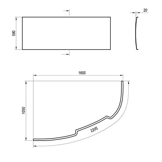 Передняя панель для ванны ASYMMETRIC 160 L с креплением. Фото 2