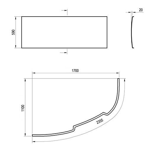 Передняя панель для ванны ASYMMETRIC 170 L с креплением. Фото 2