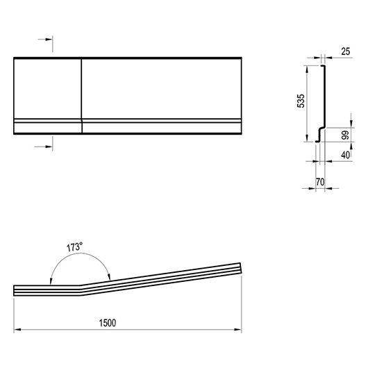 Передняя панель для ванны BE HAPPY II 150 L белая. Фото 2