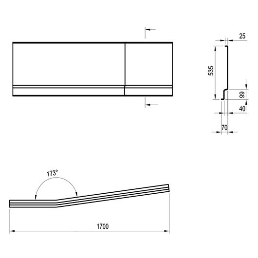 Передняя панель для ванны BE HAPPY II 170 P белая. Фото 2