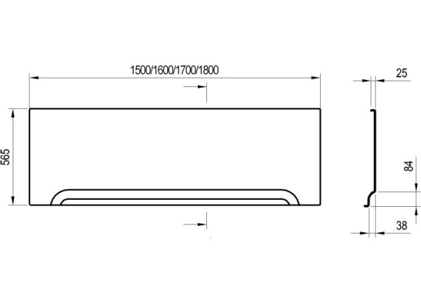передняя панель U 150 см белая (универсальная). Фото 5