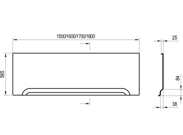 передняя панель U 160 см белая (универсальная). Фото 3
