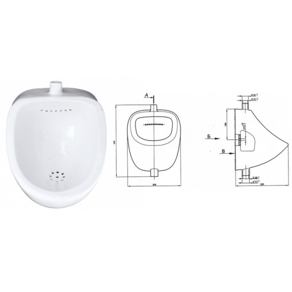 Писсуар "ДЕЛЬТА" (ФАРФОР). Фото 1