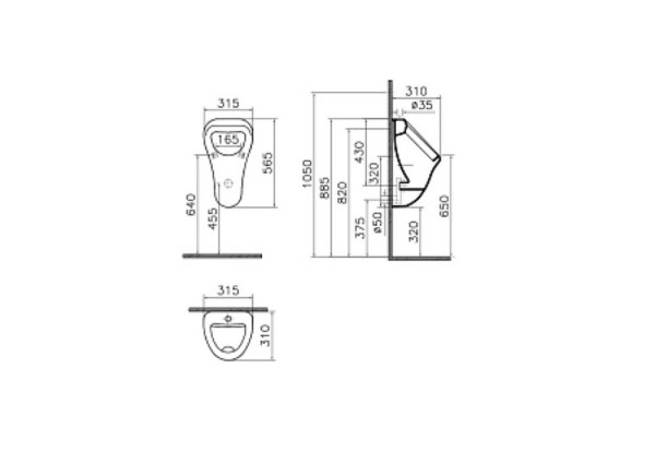 Писсуар Vitra Arkitekt 6202B003-0198, подвод воды сверху. Фото 2