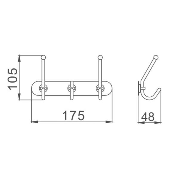 Планка с крючками для полотенец D-Lin D201854-3, хром. Фото 2