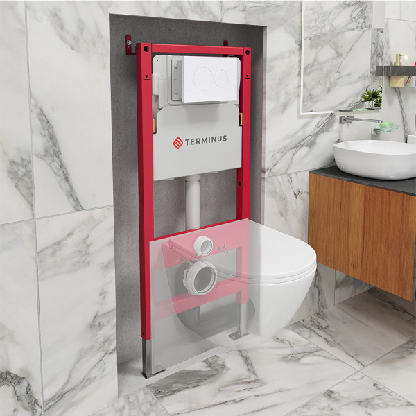 Пневматическая система инсталляции для подвесного унитаза 4 в 1 Terminus, с клавишей. Фото 3