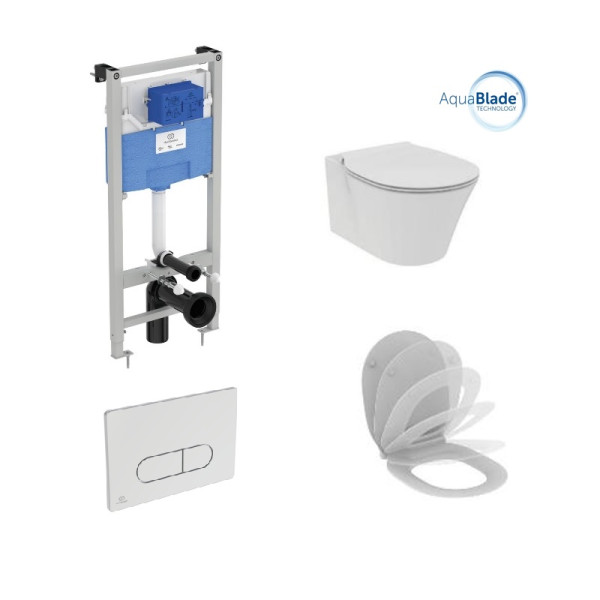 Пневматический промо-набор 4 в 1 Ideal Пневматический комплект Standard ProSys + Подвесной унитаз и сиденье с крышкой CONNECT AIR. Фото 1