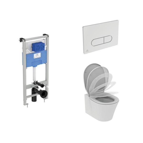 Пневматический промо-набор 4 в 1 Ideal Standard Пневматический комплект ProSys + Подвесной унитаз с сидением и крышкой CONNECT AIR Rimless. Фото 1