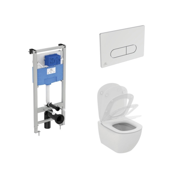 Пневматический промо-набор 4 в 1 Ideal Standard Пневматический комплект ProSys + Подвесной унитаз с сидением и крышкой TESI Rimless. Фото 1