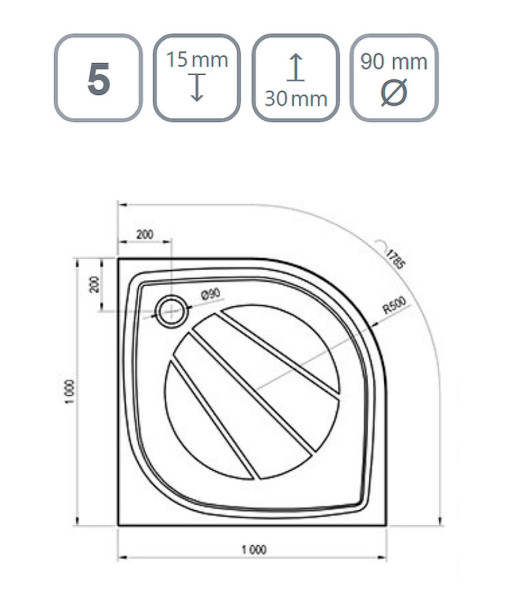 Поддон ELIPSO PRO-100 ЧЕРНЫЙ матовый. Фото 3