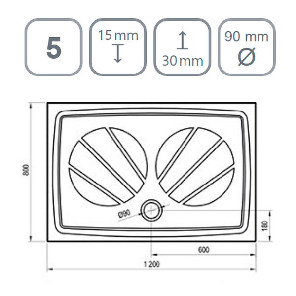 Поддон GIGANT PRO 120x80 ЧЕРНЫЙ матовый. Фото 3