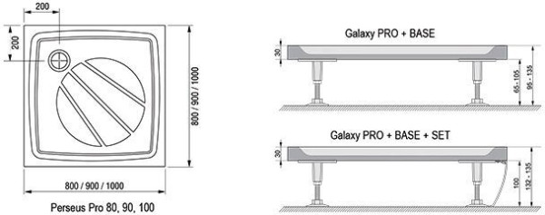 поддон Perseus Pro-90 белый, Galaxy Pro. Фото 2