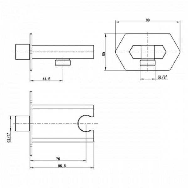 Подключение для душевого шланга с креплением для лейки Lemark LM3985C для LM3922C, хром. Фото 2
