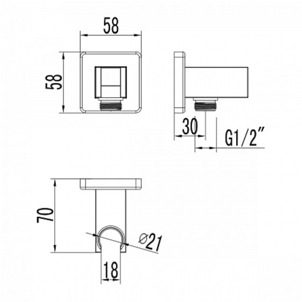 Подключение для душевого шланга с креплением для лейки Lemark LM4585C для LM4519C, хром. Фото 2