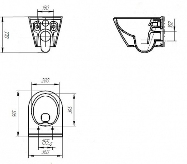 Подвесной унитаз Cersanit CITY OVAL Clean On DPL EO slim. Фото 4