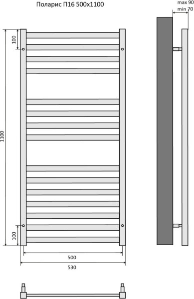 Поларис П16 500х1100 Полотенцесушитель Aquatek. Фото 2