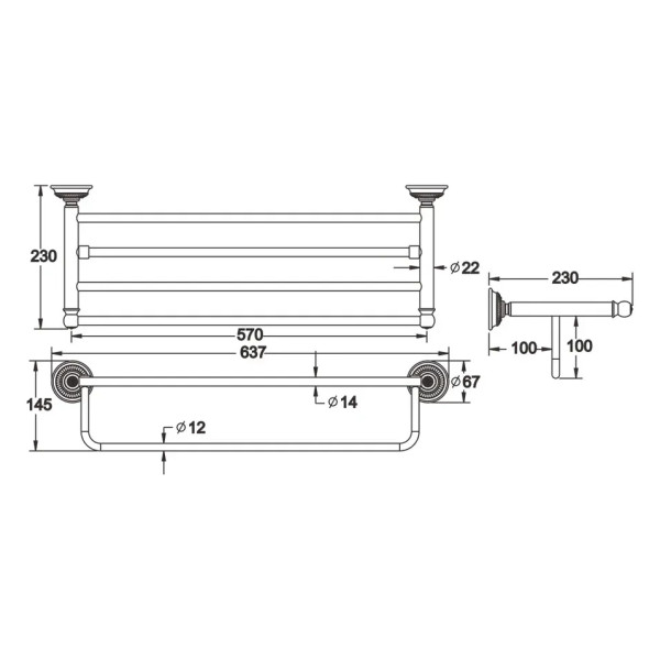 Полка для полотенец Rose RG1408Q, бронза. Фото 2
