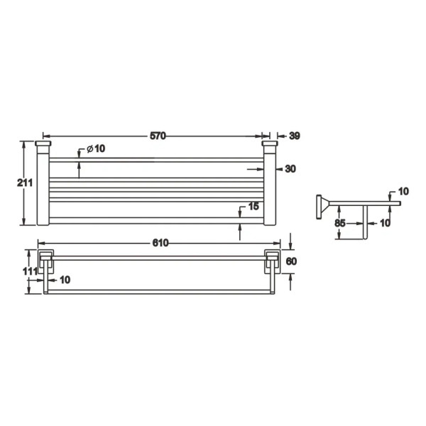 Полка для полотенец Rose RG1608H, черный. Фото 2