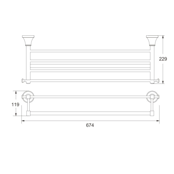 Полка для полотенец Rose RG1908E, золото. Фото 2