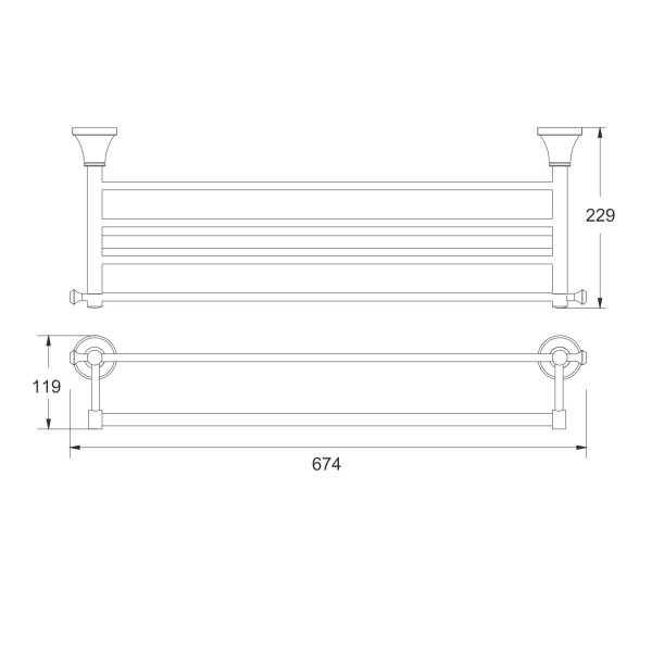 Полка для полотенец Rose RG1908H, черный. Фото 2